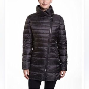 Champion Performance Black Asymmetrical Zip Long Puffer Coat Duofold Warm sz MED